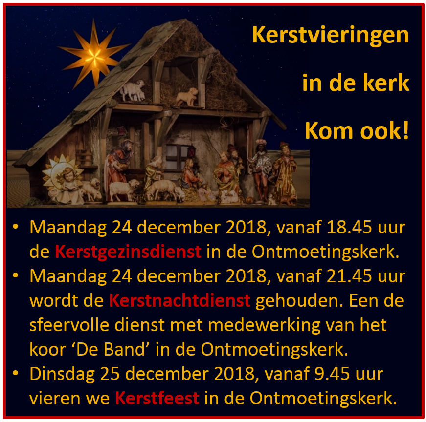 Vieringen En Activiteiten Rondom Kerst & Jaarwisseling 2018 – PKN Koudekerk